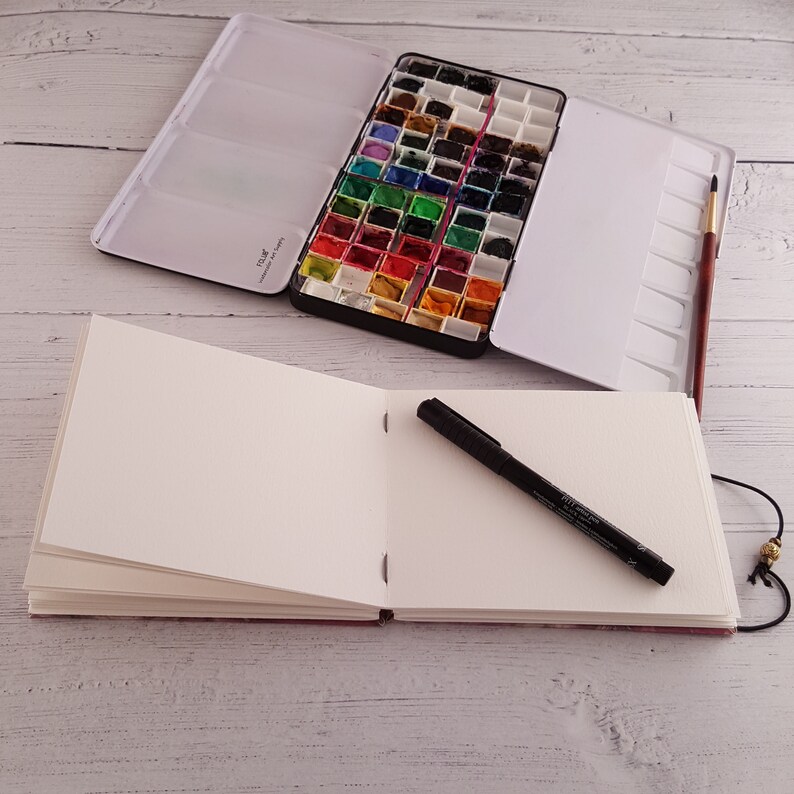 eco print with daisy 6x4.5 sketchbook blank book handmade art journal coptic stitch pick your paper pick your cover