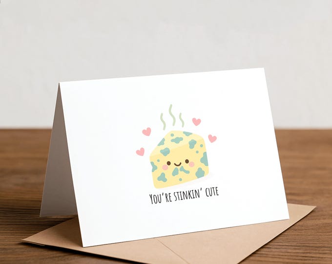 Stinkin' Cheese Pun Greeting Card - Handmade