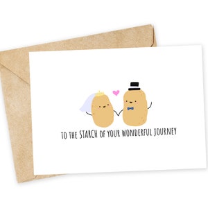 Al ALMIDÓN de tu maravilloso viaje - Tarjeta de felicitación de boda, Tarjeta feliz, Tarjeta de despedida de soltera, Tarjeta de juego de palabras, Tarjeta de juego de palabras, papa, papas fritas, almidón