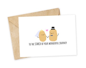 To the STARCH of your wonderful journey - Wedding Greeting Card, Happy Card, Bridal Shower Card, Pun Card, Punny Card, potato, fries, starch