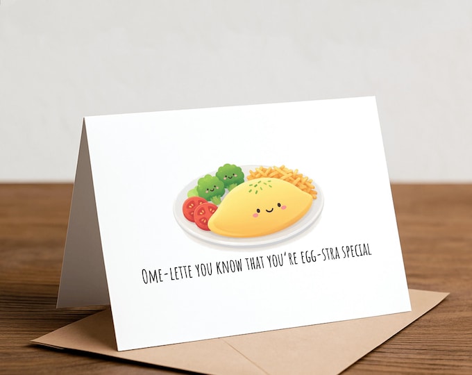 Omelette Pun Greeting Card: Foodie Happy Birthday Card