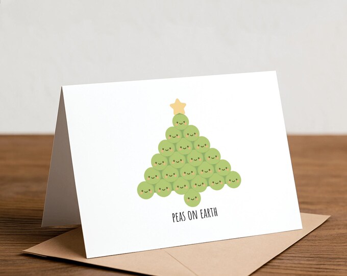 Peas on Earth - Vegetable Pun Christmas card