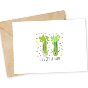 C'est parti pour le CÉLERI ! - Carte de voeux céleri, carte de correspondance, valentine drôle, merci, anniversaire, blague à papa, remise des diplômes, végétalien, légume, céleri