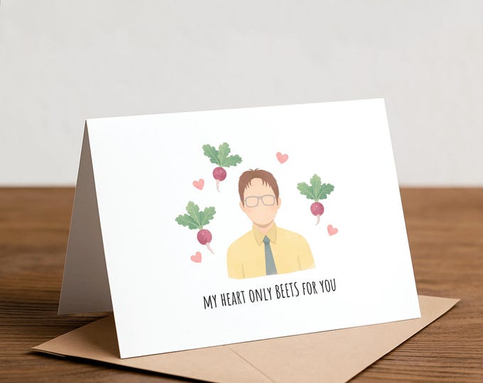 Dwight Schrute Beets Greeting Card: The Office, I Love You Card