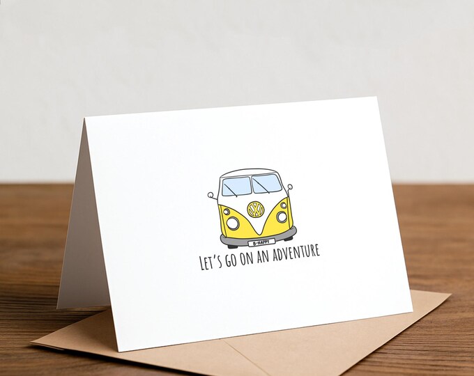 VW Van Adventure Greeting Card: Handmade Happy Card