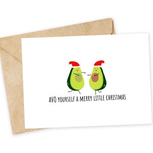AVO yourself a merry little Christmas - Avocado Grußkarte, Pun Urlaubskarte, Lustige Weihnachtskarte, Weihnachtskarte, Avocado Weihnachten
