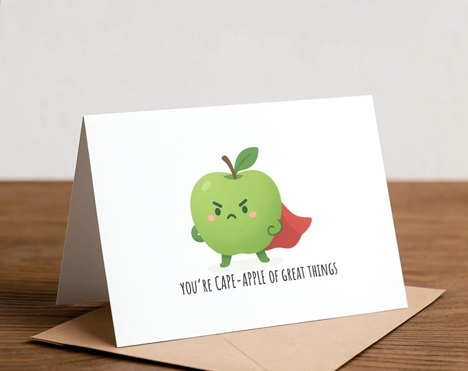 cape-apple Graduation Card - Punny Congratulations Card