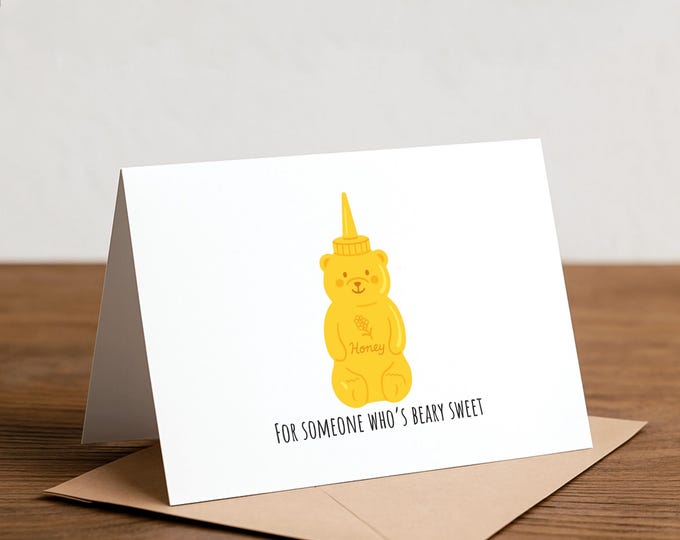 Honey Bear Greeting Card: Funny Valentine, Thank You Card