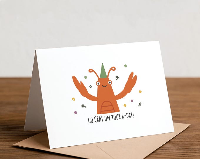 Crayfish Birthday Card: Funny Foodie Greeting Card
