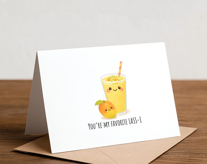 Mango Lassi Pun Card - Indian Food Anniversary Card