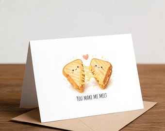 Grilled Cheese Pun Greeting Card: Funny Valentine, Thank You