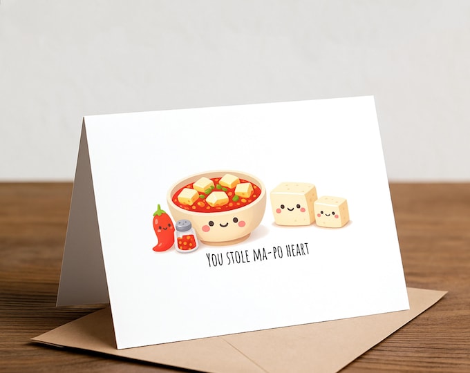 mapo tofu Greeting Card: Chinese food, spicy food (A2 Size)
