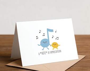 Musical Note Appreciation Card: Handmade Thank You Card