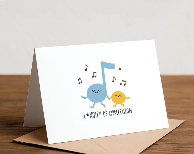 Musical Note Appreciation Card: Handmade Thank You Card