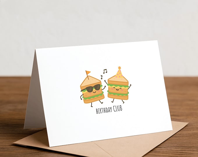 Funny Birthday Club Sandwich Card – Pun Birthday Card