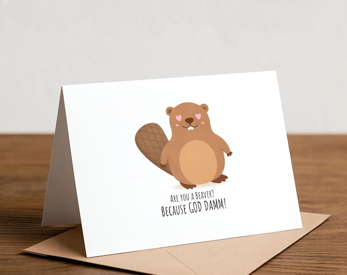 Funny Beaver Love Card – Animal Pun Valentine