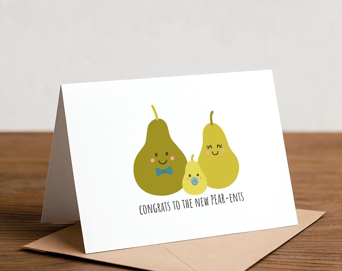 Pear-ents Baby Shower Card - Handmade Congrats Card