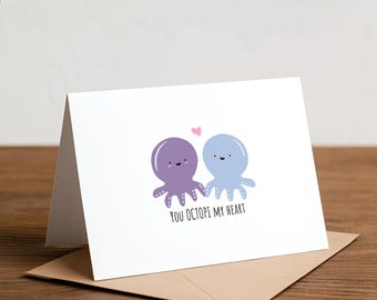 Cartão de felicitações You Octopi My Heart: Cartão de amor trocadilho
