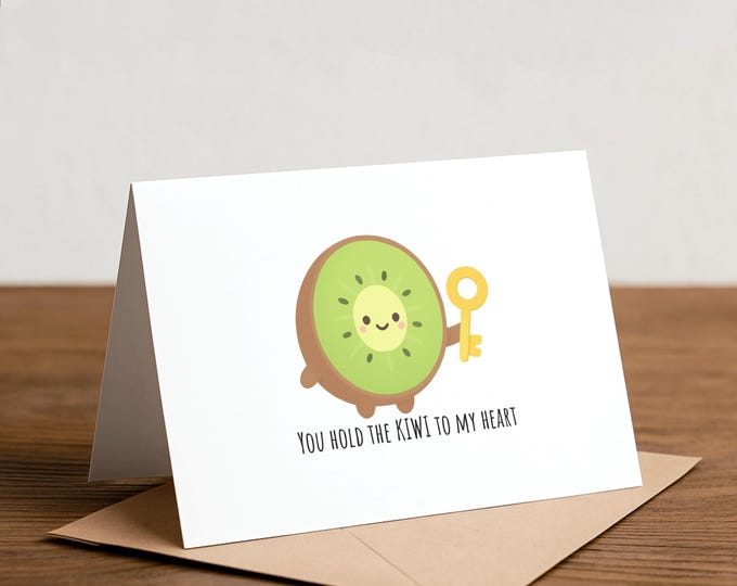 Kiwi Love Card – Punny Foodie Greeting, Birthday Card