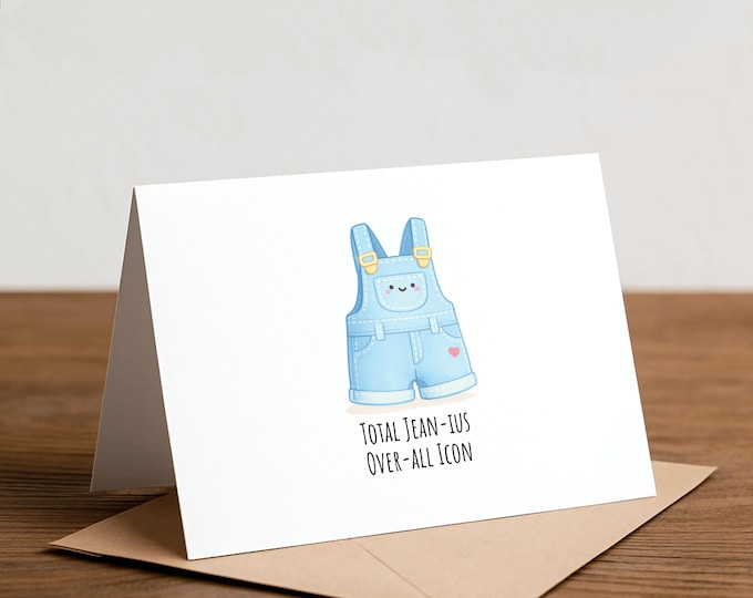 Punny Overalls Birthday Card, Handmade A2 Card, Graduation, Promotion
