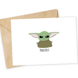 YODA BEST - Biglietto d'auguri Baby Yoda, biglietto di auguri, biglietto di San Valentino divertente, biglietto di ringraziamento, battuta sul papà, yoda, star wars, biglietto d'amore, carino