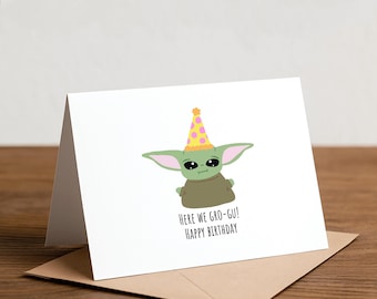 Grogu Birthday Card: Funny Pun Handmade Greeting Card