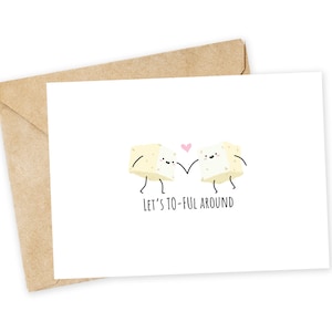 Let's TO-FUL around - Carte de voeux en tofu, carte de voeux, carte d'amour, carte de fin gourmet, carte d'anniversaire, tofu, végétalien, végétarien, fève de soja, carte de jeu de mots