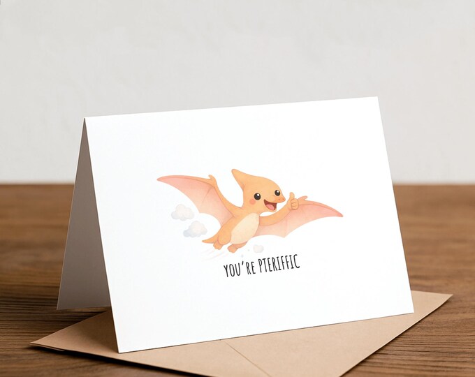 Pterodactyl Thank You Card: Dinosaur Love Occasion