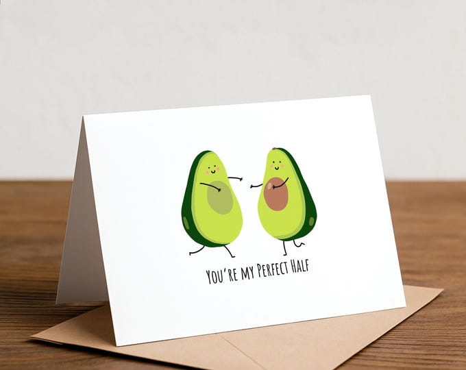 Avocado Love Card – Funny Foodie Greeting, Anniversary Card