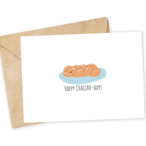 Buoni giorni di CHALLAH - Gioco di parole di Hanukkah, biglietto di auguri divertente, gioco di parole, biglietto scherzoso, biglietto di auguri carino, barzelletta da papà, CHALLAH, pane
