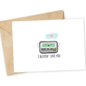 I BEEPIN&#39; Love you  - Pager Greeting Card, Happy Card, I Love You Card, Retro card, Birthday Card, Pun Card, Punny Greeting Card