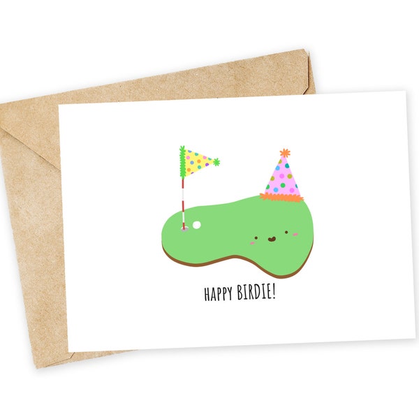 Glücklicher BIRDIE! - Lustige Geburtstagskarte, Golfkarte, Punny-Karte, handgemachte Karte, Punny-Grußkarte, Birdie, Golf, Golfer-Geburtstag