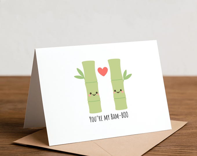 You're My Bam-Boo Greeting Card - Pun Panda, I Love You Card