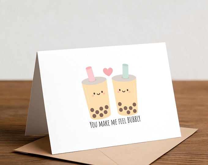 Bubble Tea Valentine's Day Card: Funny Pun Love Card