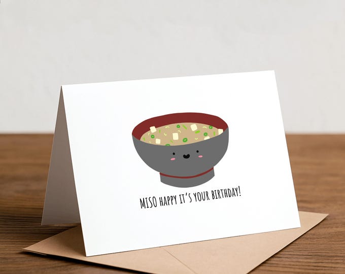 Miso Happy Birthday Card – Funny Pun Handmade Greeting Card