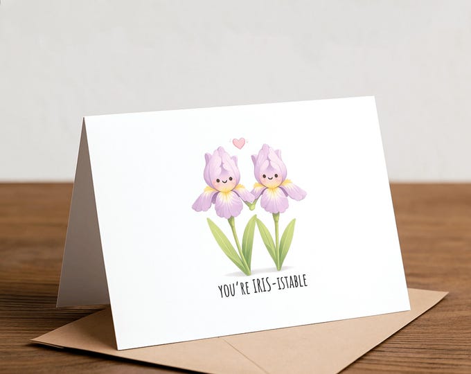 Handmade Iris Valentine's Day Card: Floral Greeting