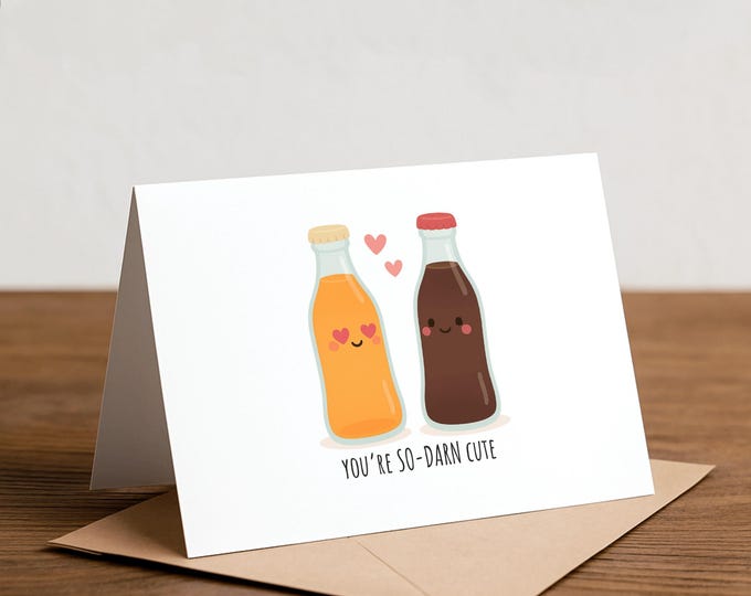 Soda Love Card: Thank You Card, Handmade