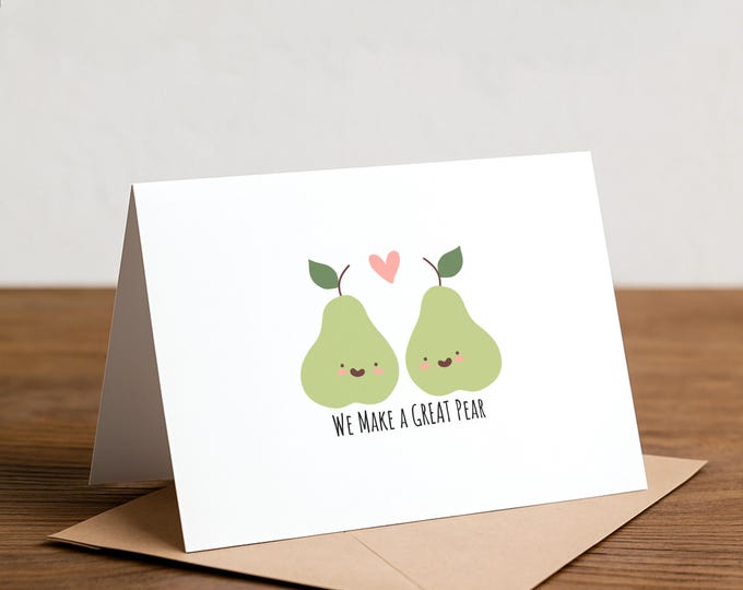 Pear Pun Greeting Card - Handmade Happy Card