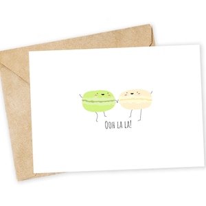 OOH LA LA - Carte de voeux macaron, carte de correspondance, Saint-Valentin drôle, carte de remerciement, macaron, pâtisserie, pâtisserie française, jeu de mots, jeu de mots, drôle