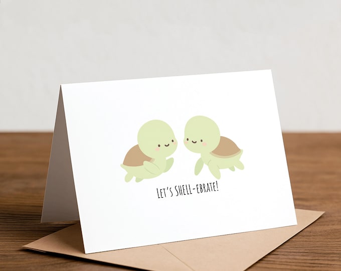 Sea Turtle Pun Card: Funny Valentine's Congrats Card