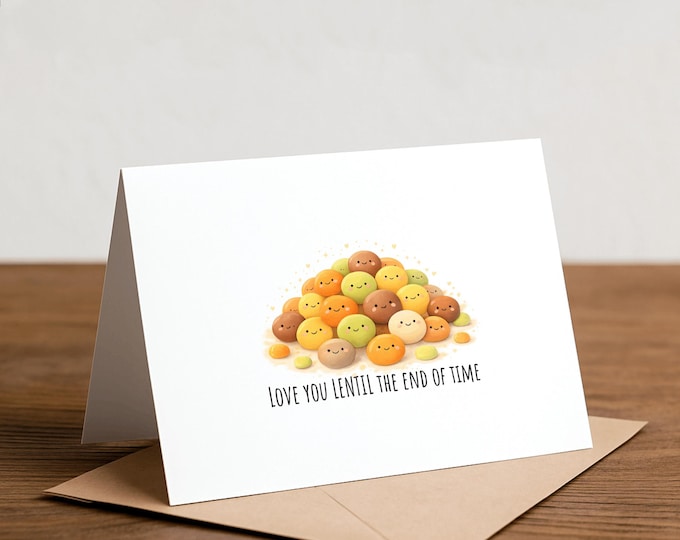 Love You Lentil Greeting Card - Funny Valentine, Thank You