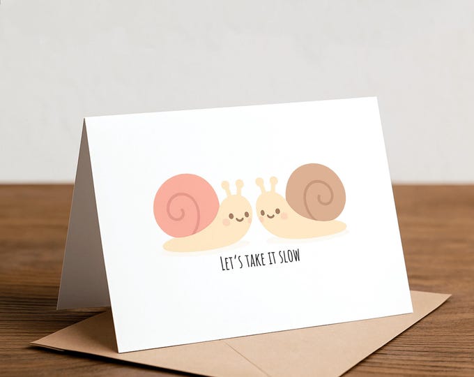 Snail Greeting Card - Handmade Couples Card
