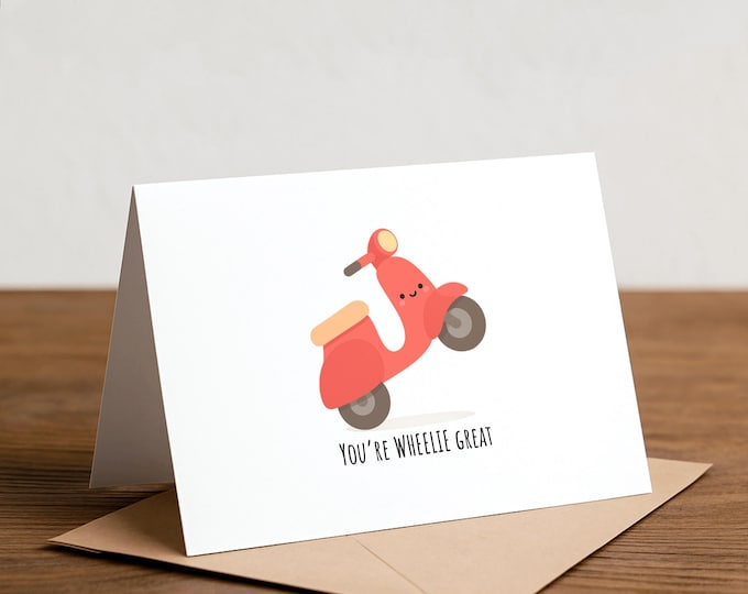 Vespa Scooter Greeting Card: Funny Valentine Thank You Note