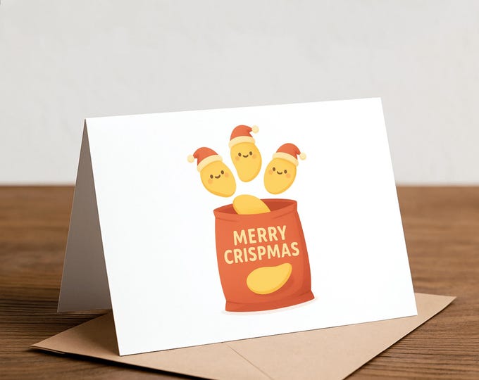 Merry CRISPmas - crisps, UK, British, Potato Chips holiday card