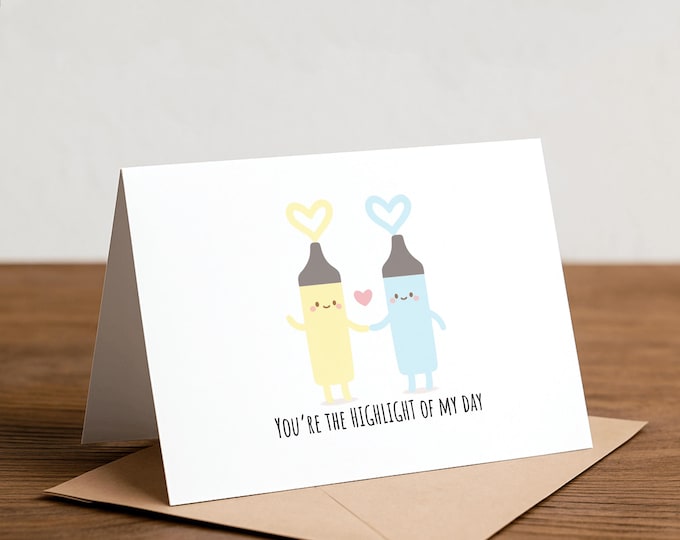 Highlighter Love Card: Funny Valentine, Thank You Card