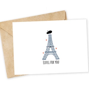 EIFFEL pour vous - Carte de voeux Tour Eiffel, carte de correspondance, valentine drôle, carte d'amour, carte de remerciement, eiffel, france, béret, carte de jeu de mots