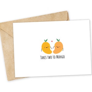 Takes two to MANGO - Mango Greeting Card, Happy Card, I Love You Card, Foodie card, Birthday Card, Nerdy Pun Card, Punny Greeting Card