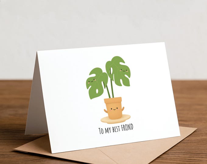 Monstera Pun Greeting Card - Frond Love Note