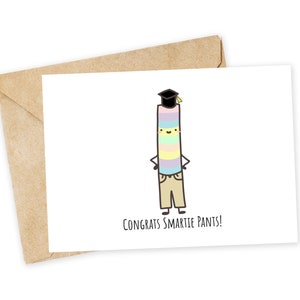 Gefeliciteerd Smartie-broek! Afstudeerkaart, 5e leerjaar, 8e leerjaar, 12e leerjaar, universiteit, aanvang, afstudeerrichting, medische faculteit, rechtenfaculteit
