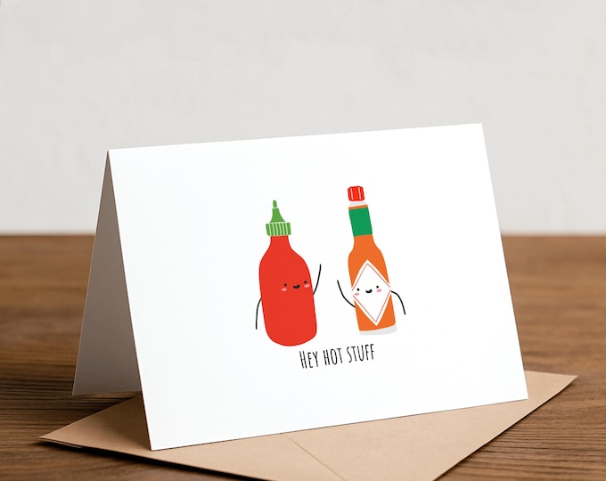 Hot Sauce Valentine's Day Card: Handmade Foodie Pun